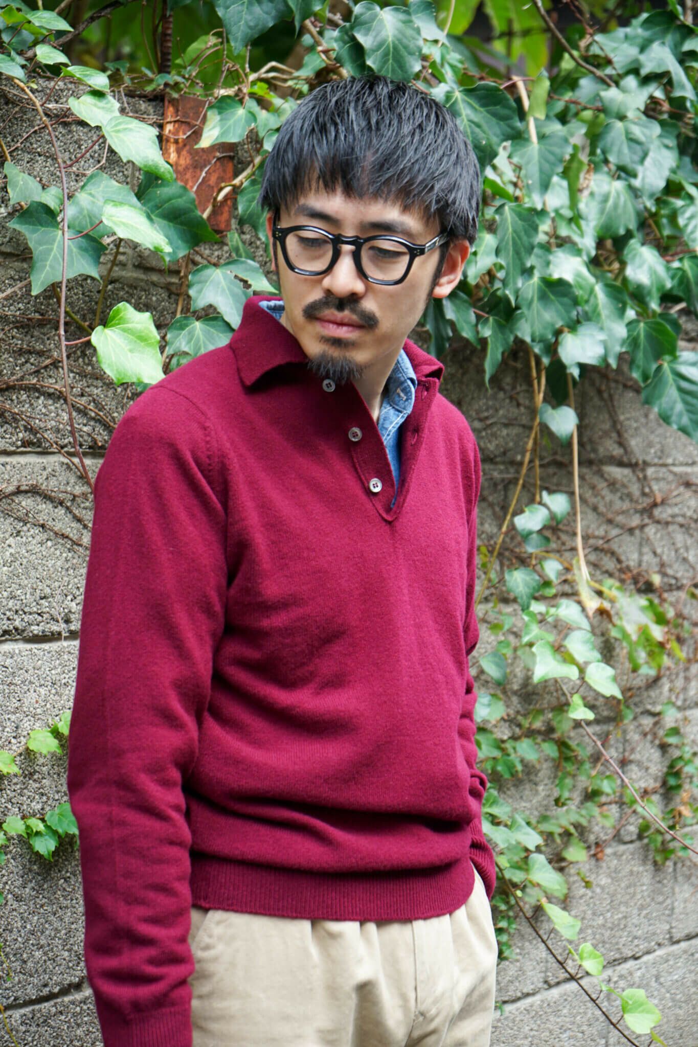 William Lockie LAMBS POLO KNIT（BORDEAUX） | ARCH ONLINE SHOP