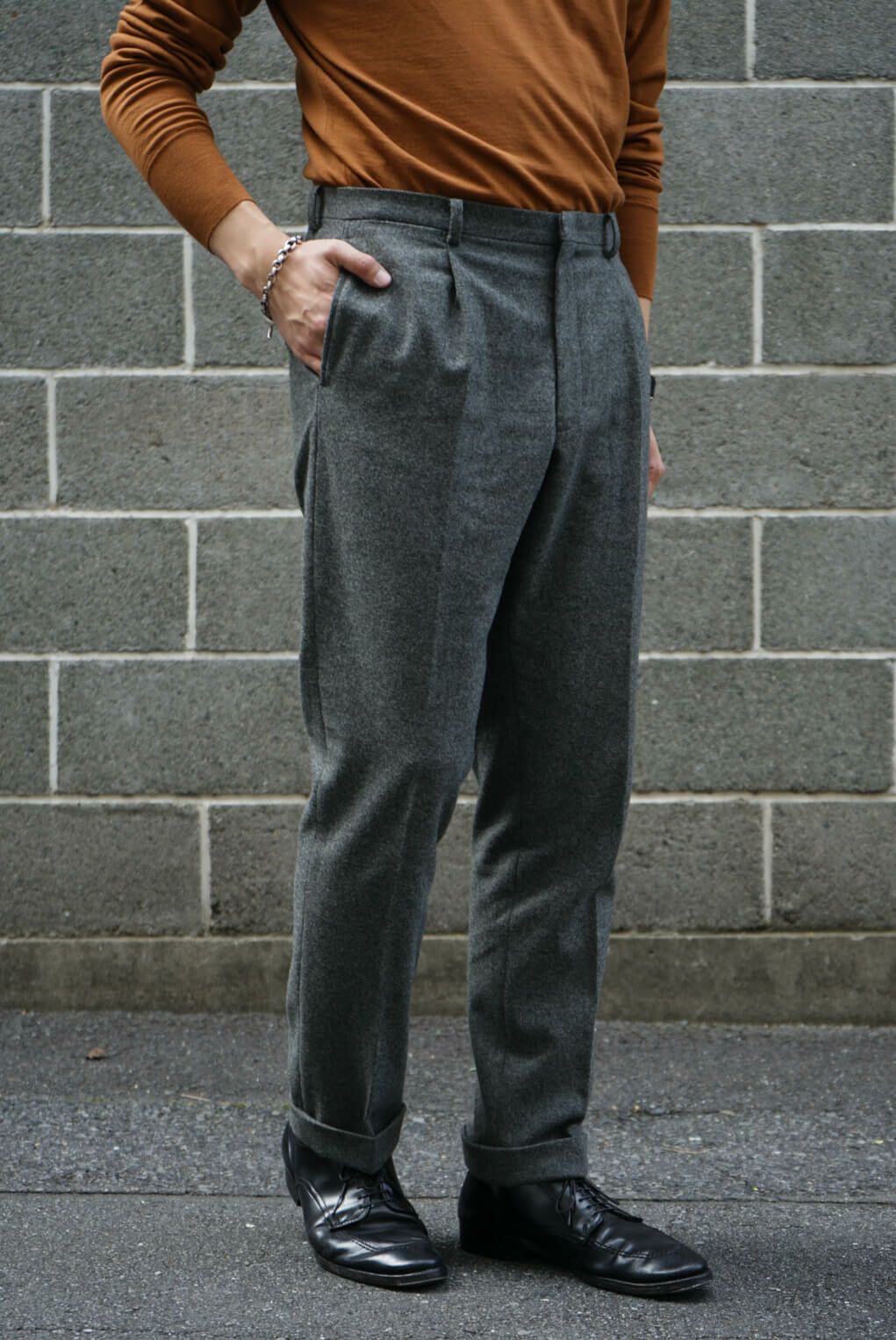 パンツ KENNETH FIELD TRIM TROUSER SOLID FLANNEL KENNETH FIELD 24AW / 60s SPORTS COAT & 1P TRIM TROUSER FOX SOLID