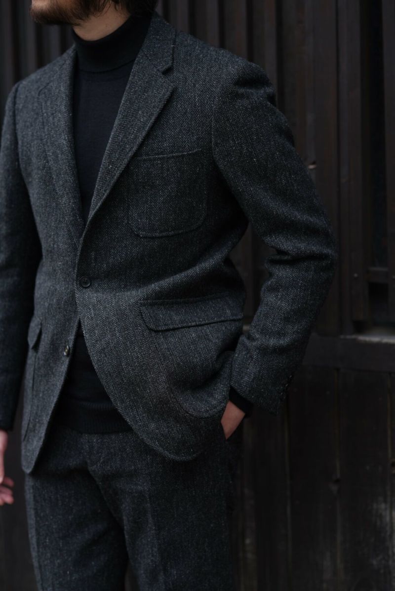 ケネスフィールド50s SPORTS COAT FOX HERRINGBONE KENNETH FIELD 50's SPORTS COAT & TRIM TROUSER FOX HERRINGBONE