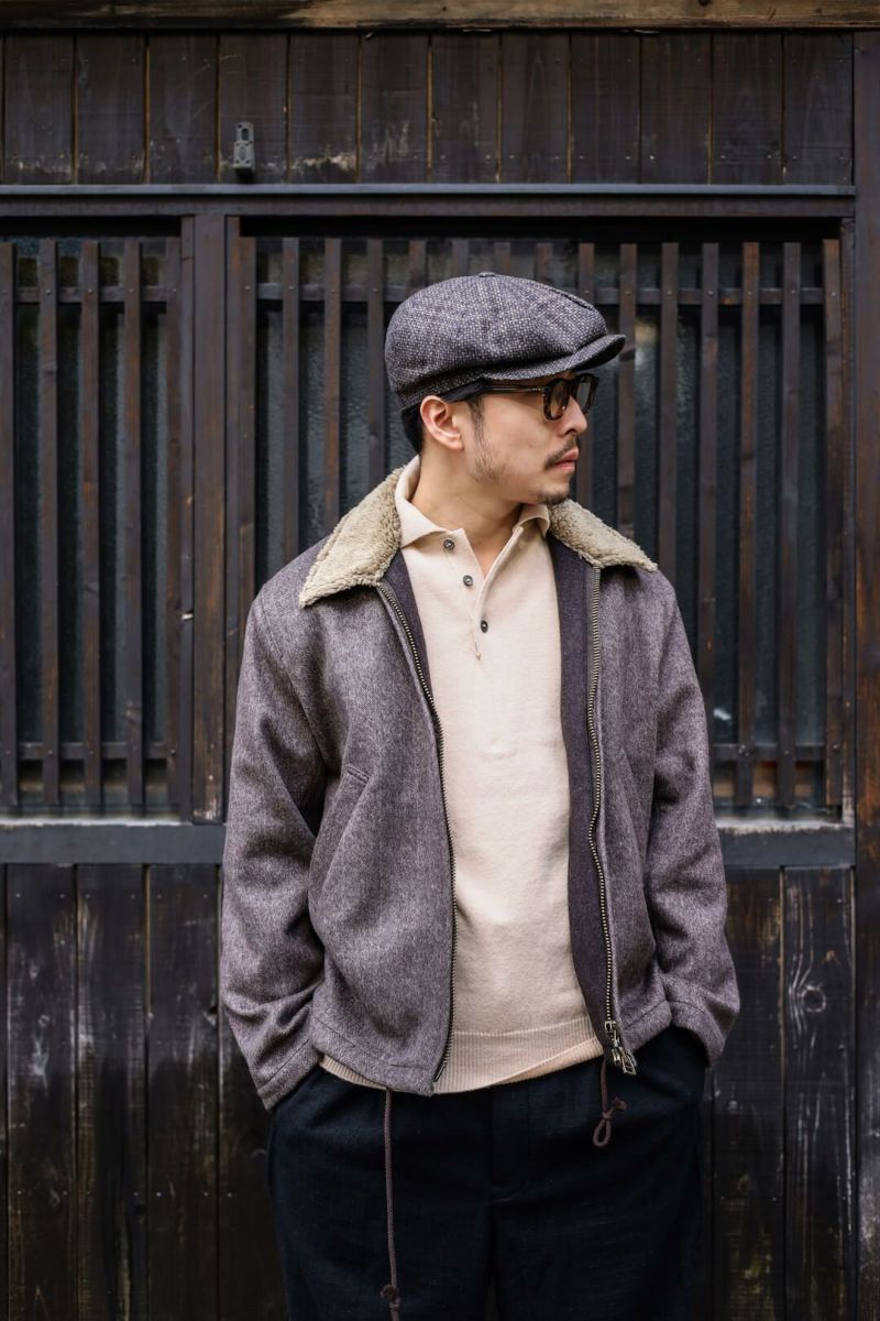 William Lockie LAMBS POLO KNIT（BEIGE / NAVY） | ARCH ONLINE SHOP