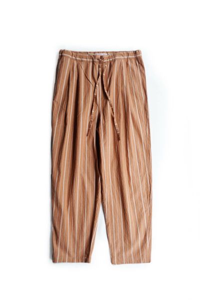 WASHED STRIPED 2TUCK DRAWSTRING TROUSER