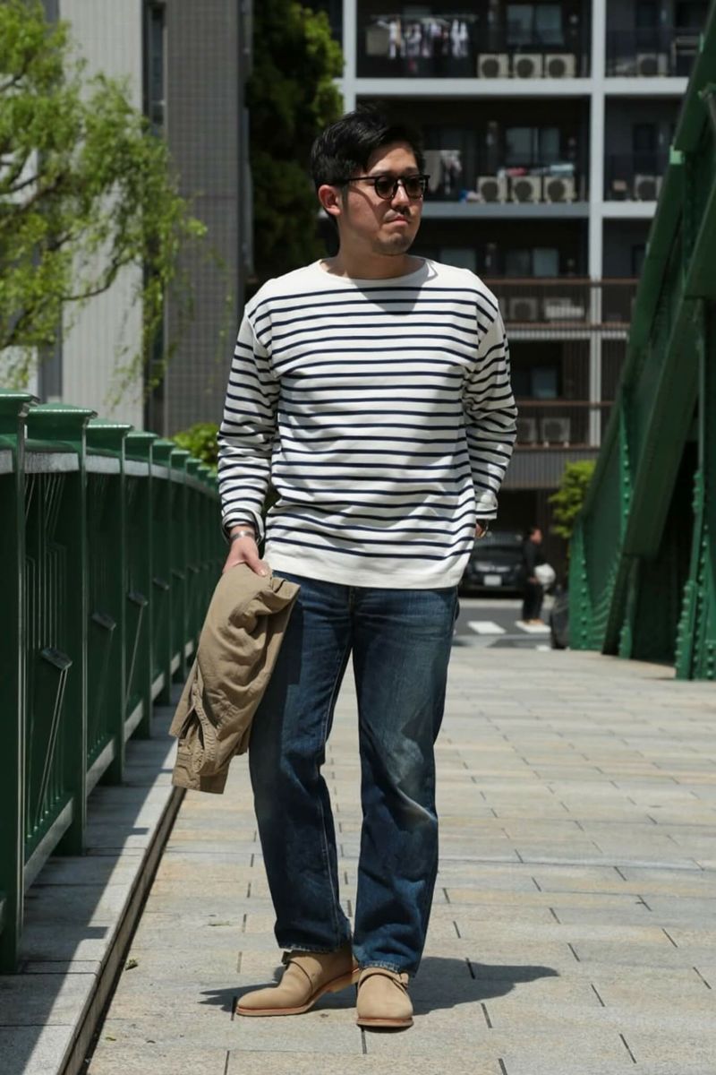 【新品・未使用】AUBERGE PICASSO 白/青 38 海島綿バスクシャツ PICASSO | ARCH ONLINE SHOP