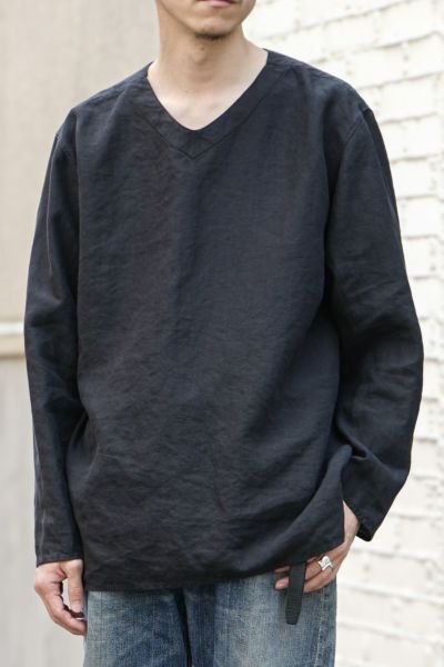 SLEEPING SHIRT SPENCE BRYSON LINEN（BLACK）