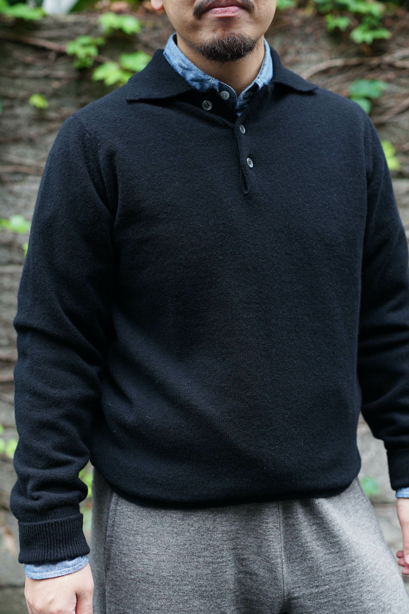 William Lockie LAMBS POLO KNIT（BLACK） | ARCH ONLINE SHOP