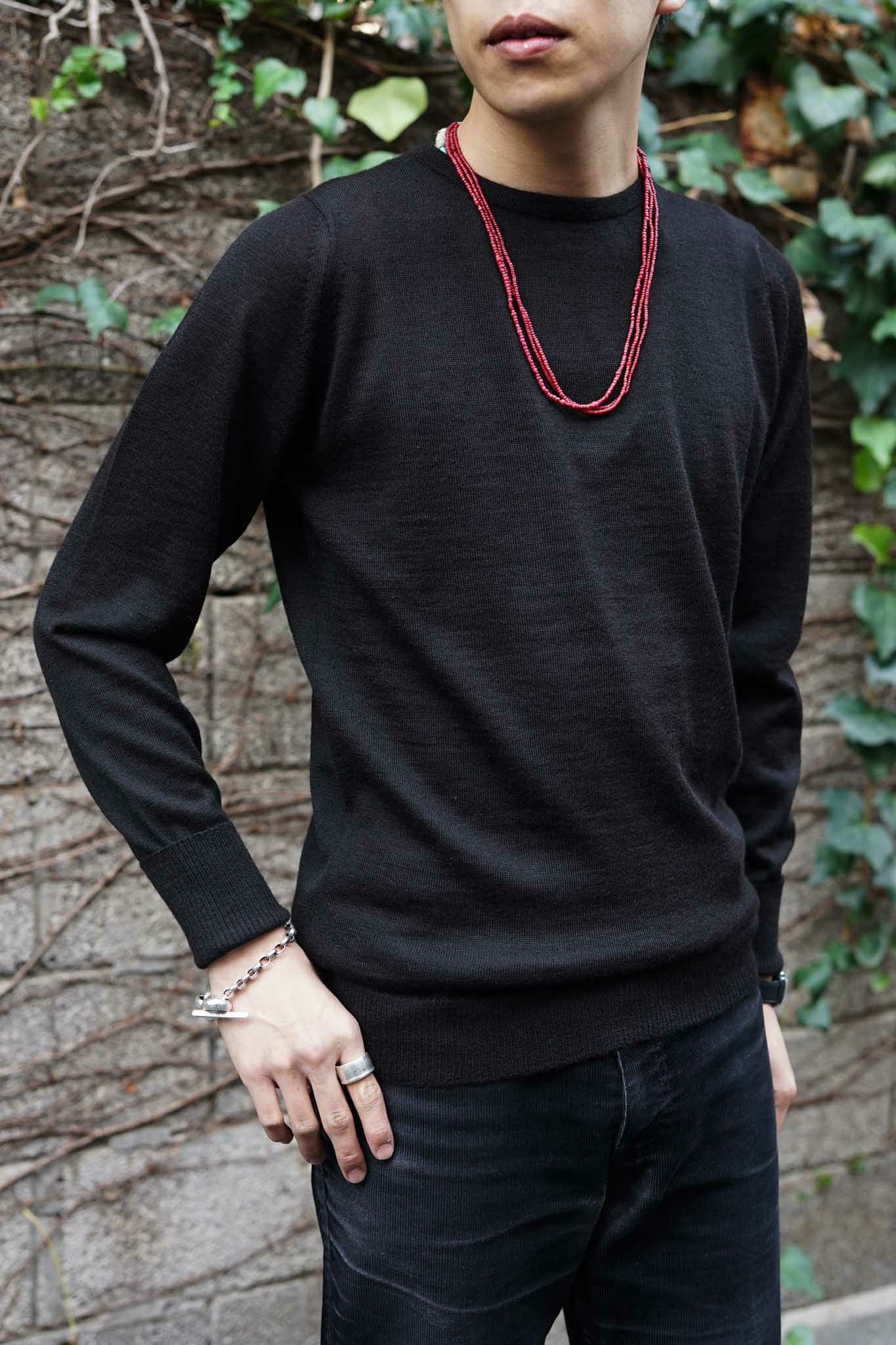 HIGH GAUGE CREW NECK SWEATER - PURE BLACK | ARCH ONLINE SHOP